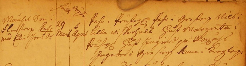 Pehr Månssons födelse i nedre Flenstorp Kinnarumma 1745. (Bild från www.arkivdigital.se)
